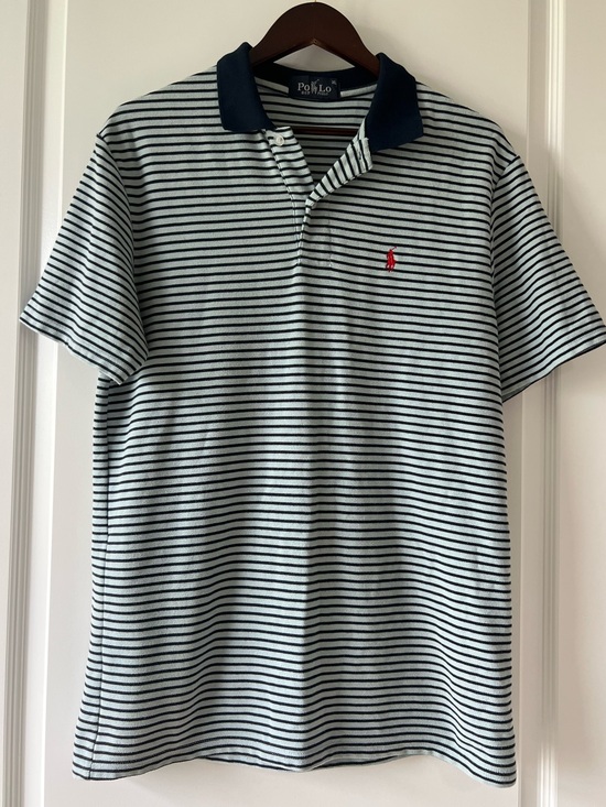 Polo Ralph Lauren Other - Polo Ralph Lauren Classic Fit Striped Mesh Polo Shirt Cotton Navy/ Light Blue XL